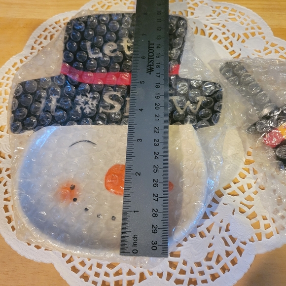 Pfaltzgraff Collectibles Let it Snow Snowman Tidbit Tray & Spreader NIB - Picture 3 of 9